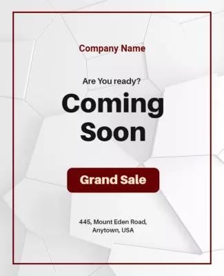Minimalist White Geometric Grand Sale Coming Soon Poster Template