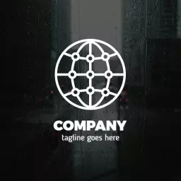 Minimalist White Globe Design Showcasing Website Connectivity Logo Template