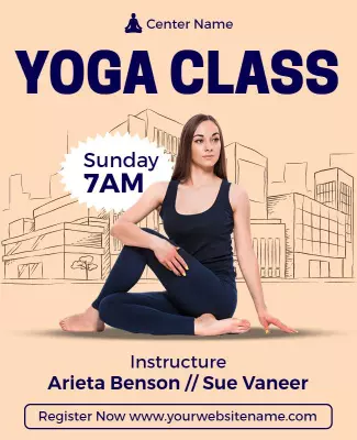 Minimalist Yoga Class Sunday Morning Poster Template