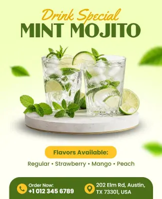 Mint Mojito Drink Special Promotional Flyer Template