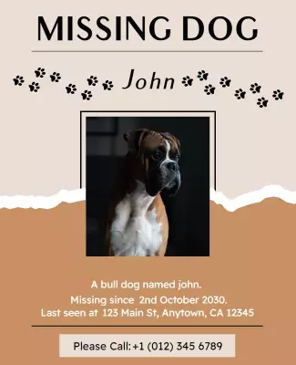 Heartfelt Missing Dog Notification Flyer Template