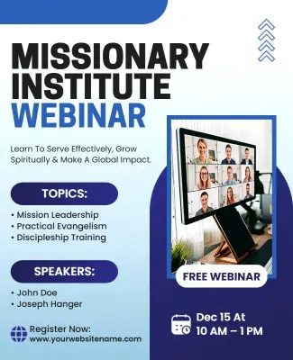 Missionary Institute Free Webinar Educational Flyer Template
