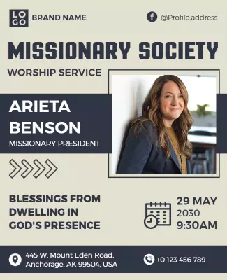 Missionary Society Worship Service Flyer Template