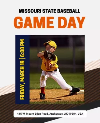 Missouri State Baseball Game Day Flyer Template