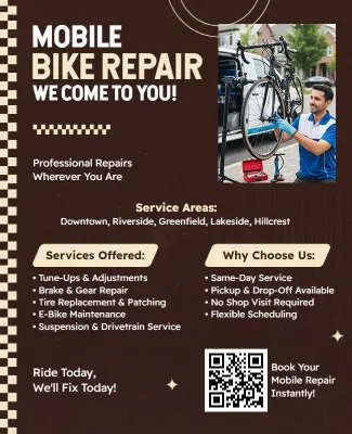 Mobile Bike Repair Service with on-Site Assistance Flyer Template