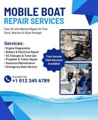Mobile Boat Repair Service Flyer Template