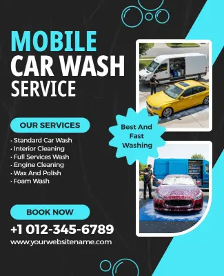 Mobile Car Wash Service Promotional Flyer Template