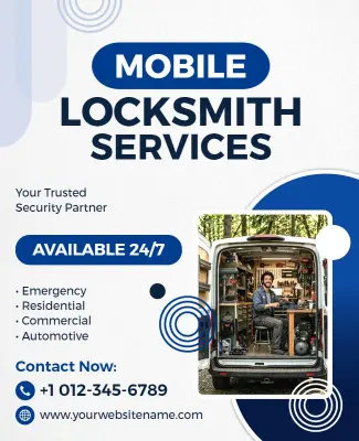 Mobile Locksmith Services Advertisement Poster Template