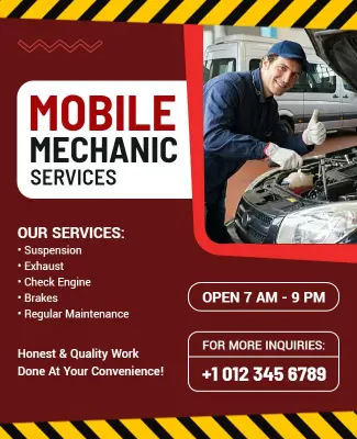 Mobile Mechanic Services Advertisement Poster Template