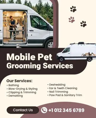 Mobile Pet Grooming Services Promotional Flyer Template