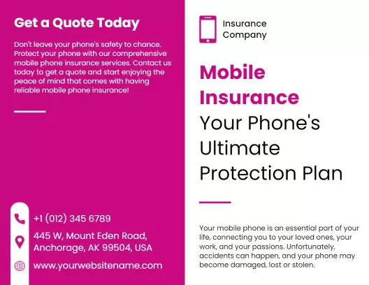 Mobile Phone Insurance Protection Plan and Services Brochure Template