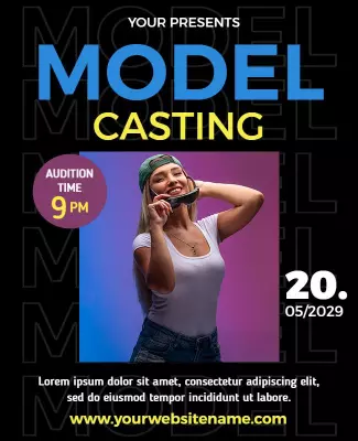Vibrant Colorful Model Casting Audition Flyer Template