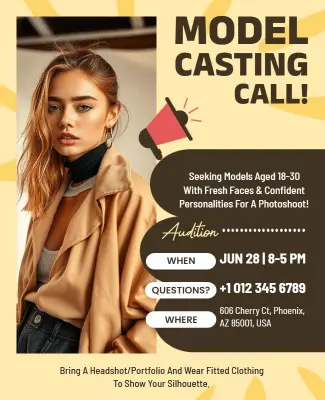 Call Audition Model Casting Flyer Template