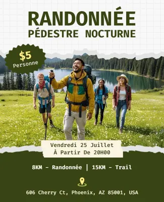 Modèle De Dépliant Pour Un événement D'aventure De Randonnée Nocturne