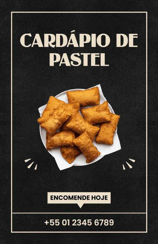 Modelo De Cardápio De Pastéis Deliciosos Com Recheios Salgados