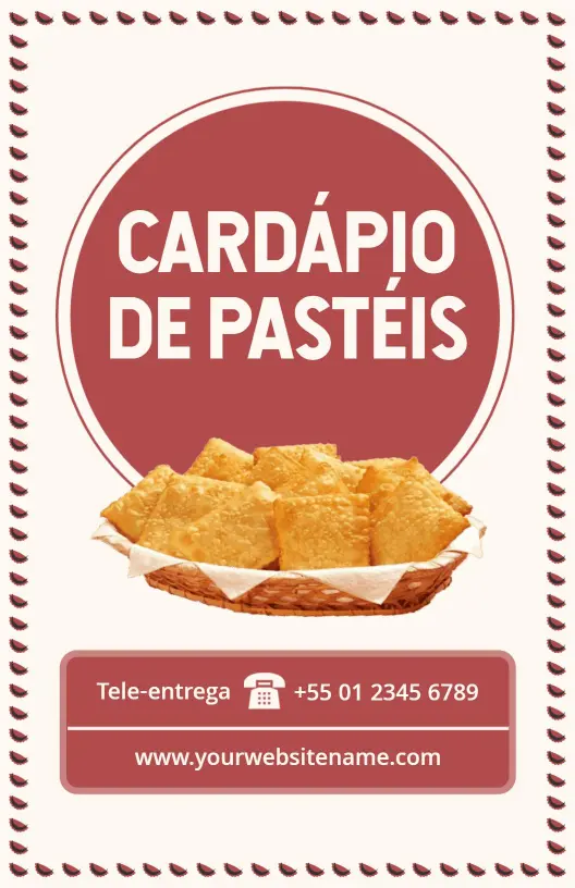 Modelo De Cardápio De Pastéis Tradicionais Brasileiros