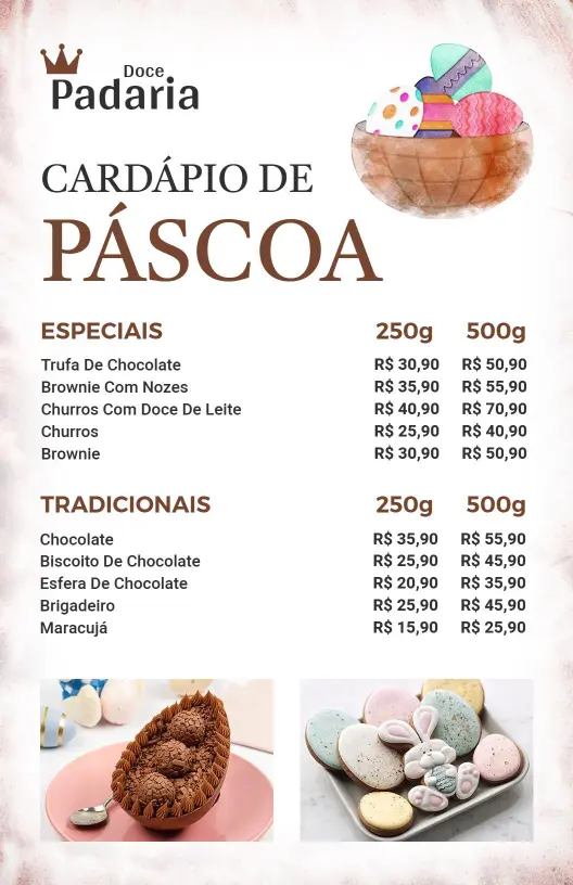 Modelo De Cardápio Festivo De Páscoa Com Trufas E Doces De Chocolate Deliciosos