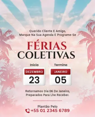 Modelo De Folheto De Anúncio De Férias Coletivas