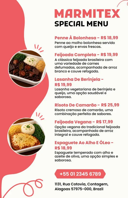 Modelo Vibrante De Menu De Feijoada Especial MARMITEX Brasileira