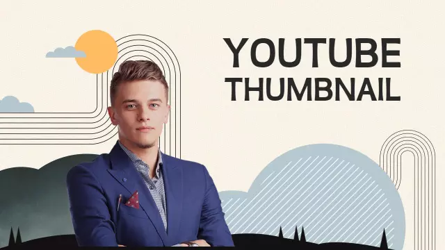 Modern Abstract Portrait with Geometric Elements YouTube Thumbnail Template