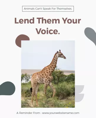 Modern Animal Rights Awareness Giraffe Poster Template