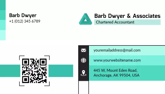 Modern Aqua Geometric Chartered Accountant Visiting Card Template
