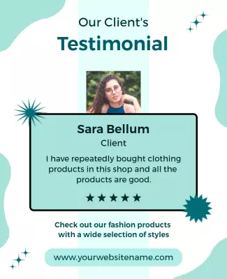 Modern Aqua-Themed Client Testimonial Poster Template