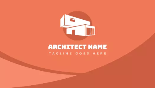Modern Architectural Design with Warm Orange Background Business Card Template
