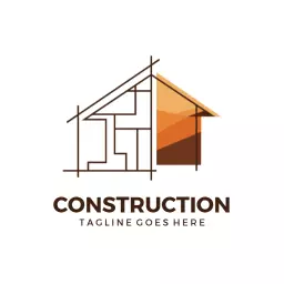 Modern Architectural Outline and Warm Shades Construction Logo Template