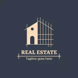 Modern Beige House Design Representing Real Estate Industry Logo Template