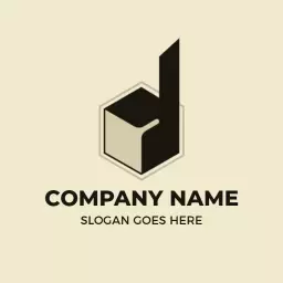 Modern Black and Beige D Letter Design for Branding Logo Template
