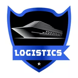 Modern Black and Blue Shield Design Celebrating Logistics Logo Template
