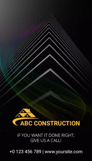 Modern Black and Gold Construction Company Business Card Template