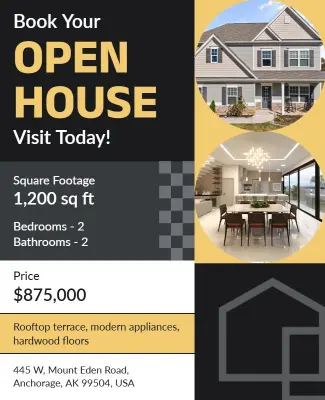 Modern Black and Gold Open House Flyer Template