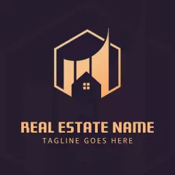Modern Black and Gold Real Estate Home Design Logo Template