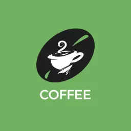 Modern Black and Green Coffee Cup Design Featuring Steam Logo Template