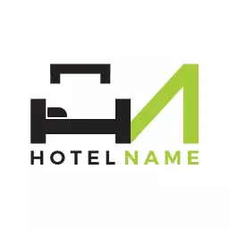 Modern Black and Green Hotel Design for Luxury Stays Logo Template
