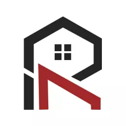 Modern Black and Red Home Design for Real Estate Logo Template