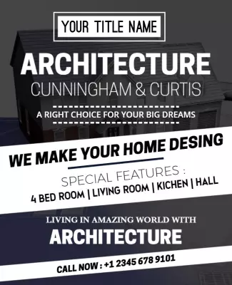 Modern Black and White Architecture Home Design Poster Template
