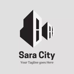 Modern Black and White City Skyline Design Logo Template