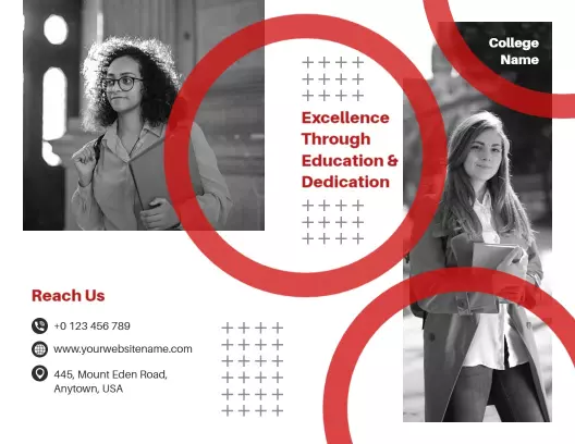 Modern Black and White College Education Excellence Brochure Template