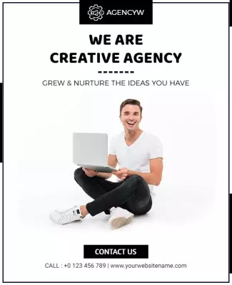 Modern Black and White Creative Agency Services Poster Template