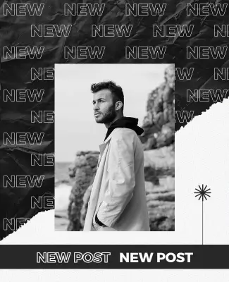 Modern Black and White Fashion Portrait Post Poster Template