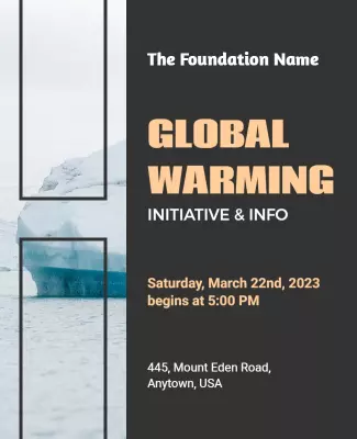 Modern Black and White Global Warming Awareness Poster Template