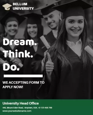 Modern Black and White Graduation Application Poster Template