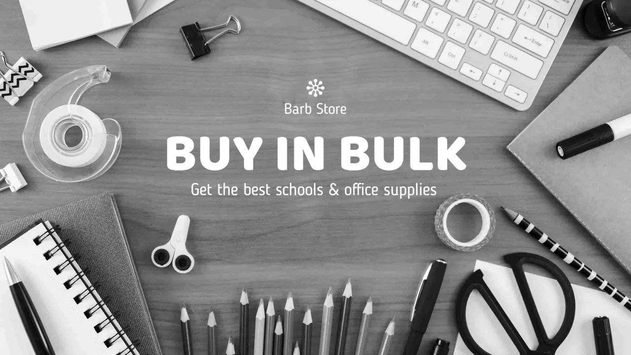 Modern Black and White Office Supplies Promotional Advertising Banner Template