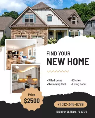 Modern Black and White Real Estate Listing Poster Template