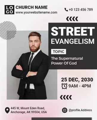 Modern Black and White Street Evangelism Event Poster Template