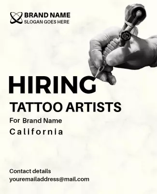 Modern Black and White Tattoo Artist Hiring Poster Template