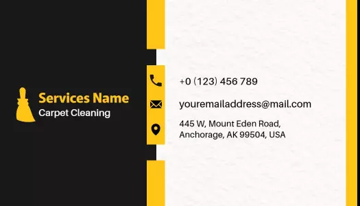 Modern Black and Yellow Carpet Cleaning Services Business Card Template